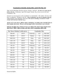 Examination Schedule, Spring 2022, April 27th-May 3rd