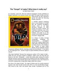 The “Gospel” of Judas? What does it really say?
