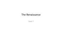 The Renaissance: Unit 7 Study Guide