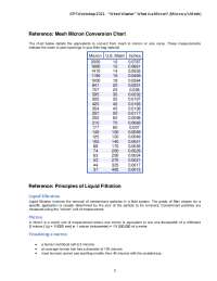 Mesh Micron Conversion Chart Reference