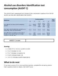 Alcohol use disorders identification test consumption (AUDIT C)