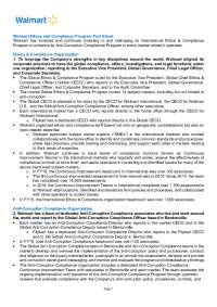 Walmart Ethics and Compliance Program Fact Sheet