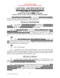 LAST WILL AND TESTAMENT OF (Insert full name of Testator ...
