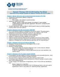 Speech Therapy ICD-10-CM Coding Tip Sheet