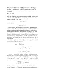 Lecture 19: Variance and Expectation of the Exponential ...