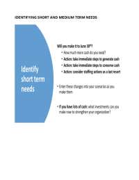 IDENTIFYING SHORT AND MEDIUM TERM NEEDS