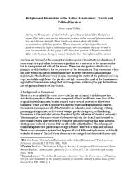 Religion and Humanism in the Italian Renaissance: Church ...