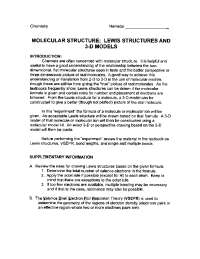 LEWIS STRUCTURES AND 3-D MODELS