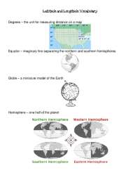 Latitude and Longitude Vocabulary