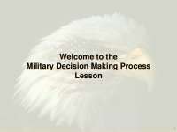 Welcome to the Military Decision Making Process Lesson