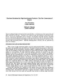 Purchase Decisions for High Involvement Products: The New ...