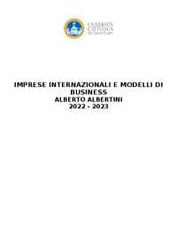 Imprese Internazionali e Modelli di Business