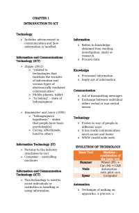 Introduction to Information and Communications Technology (ICT)