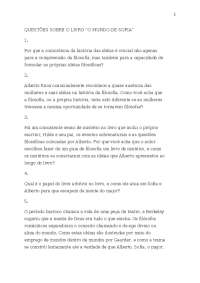 QUESTÕES SOBRE O LIVRO “O MUNDO DE SOFIA”