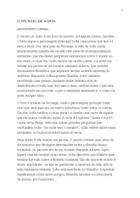 RESUMO DO LIVRO “O MUNDO DE SOFIA”