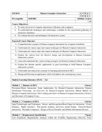 Human Computer Interaction (ITE1014) Syllabus