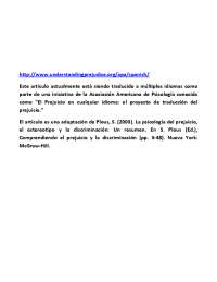 "El Prejuicio en cualquier idioma: el proyecto de traducción del
prejuicio."