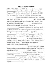 English homework. Includes listening exercises