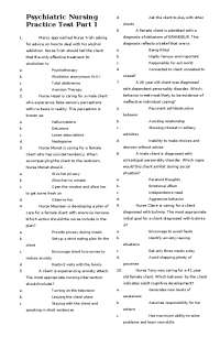 practice test for psychiatric