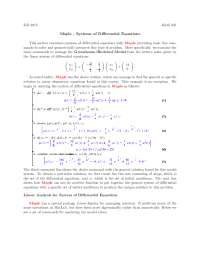 Maple - Systems of Differential Equations