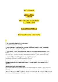 FLUIDODINAMICA Domande MULTIPLE IN ORDINE ALFABETICO (Noventa Gianmaria)