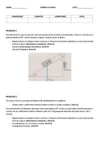 Verifica di fisica  sulle applicazioni delle leggi della dinamica