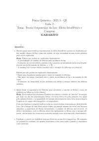Física Quântica - Lista de Exercícios: Efeito Fotoelétrico e Compton