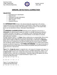 Errors, Detection & Correction in Computer Networks