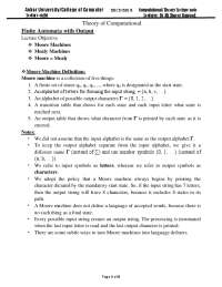 Theory of Computational Finite Automata with Output