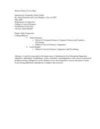 Introductory Linguistics Study Guide