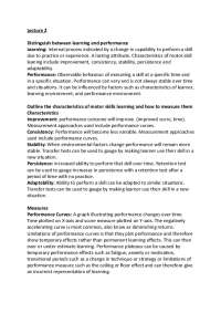 Characteristics and Measurement of Motor Skill Learning