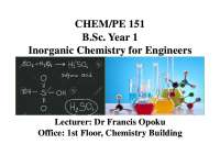 Lecture notes for first year, inorganic chemistry.