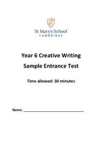 Year 6 Creative Writing Sample Entrance Test