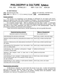 PHILOSOPHY & CULTURE Syllabus