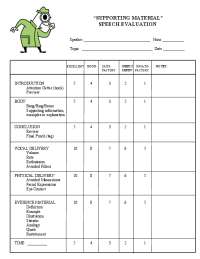 “SUPPORTING MATERIAL” SPEECH EVALUATION