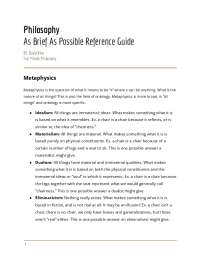 Philosophy As Brief As Possible Reference Guide