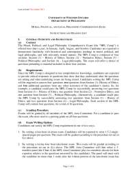 Moral, Political, and Legal Philosophy Comprehensive Exam Instructions and Reading List