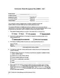 Construction Waste Management Plan (CWMP) — CW 1