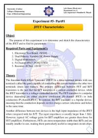 Experiment on JFET Characteristics