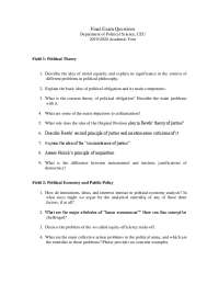 Final Exam Questions in Political Science at CEU