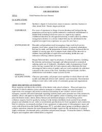 Child Nutrition Services Director