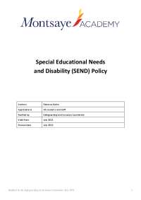 Special Educational Needs and Disability (SEND) Policy