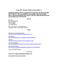 Drama 303.3 Advanced Studies in Theatre History I