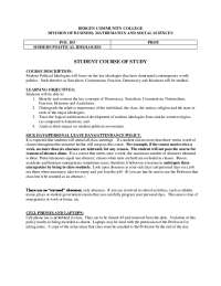 Modern Political Ideologies Course Description and Policies