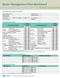 Waste Management Plan Worksheet