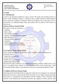 Power System Faults and Their Effects