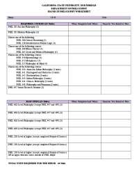 Philosophy Major Worksheet at California State University, Northridge