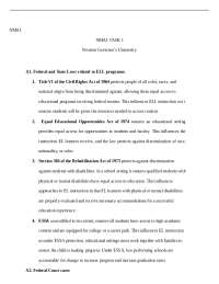 Federal and State Laws related to ELL programs