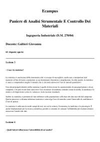 Analisi Strumentale E Controllo Dei Materiali - domande aperte con risposta