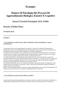 Psicologia Dei Processi Di Apprendimento Biologici, Emotivi E Cognitivi - domande aperte c